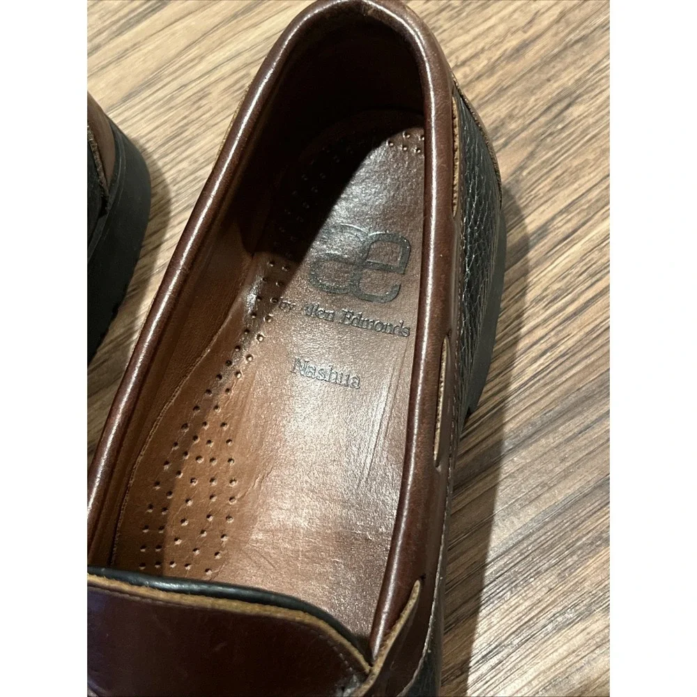 Allen Edmonds Nashua Tassel Kiltie Loafers Black Brown Two Tone Leather Mens 9D